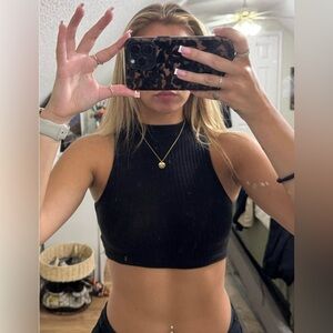 SHEIN Black Fitted Crop Tank Top